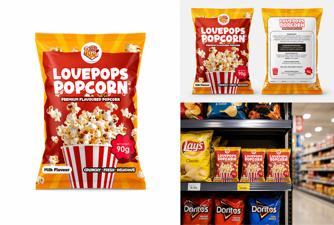 Lovepops Premium Popcorn Packaging Design